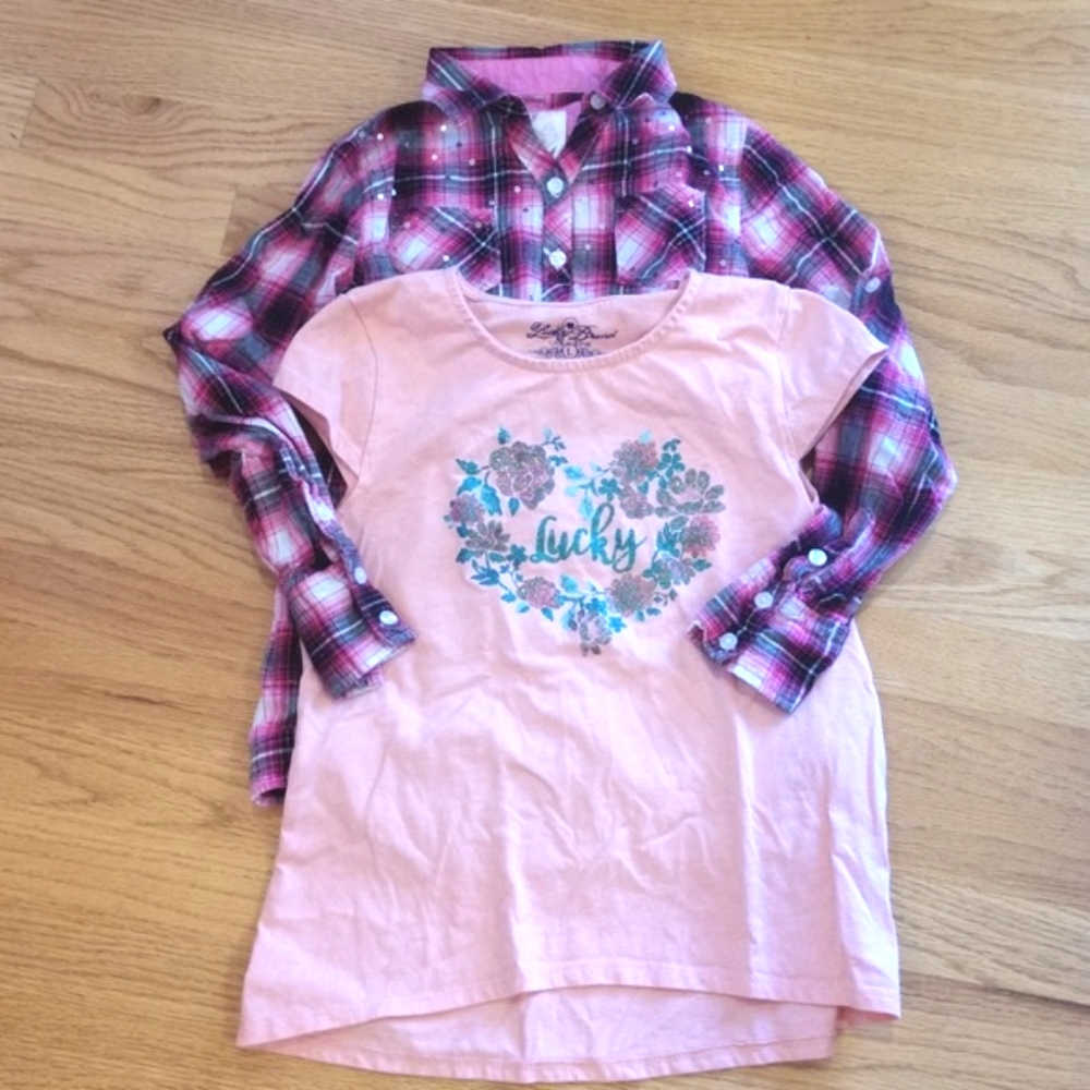 Lucky Glitter T & Justice Sequin Flannel